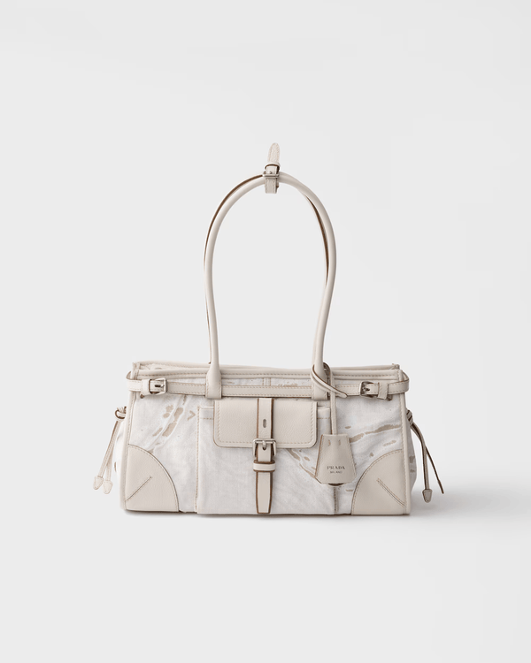 Prada Bonnie Medium Printed Linen And Leather Handbag - By Prada