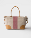 Large Canvas And Leather Tote Bag - By Prada