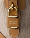 Large Canvas And Leather Tote Bag - By Prada