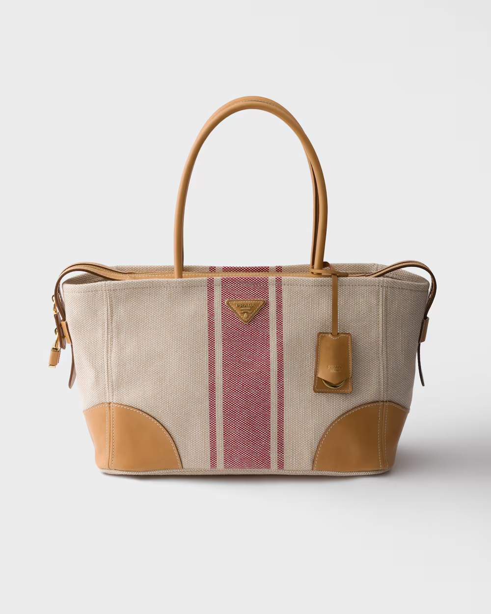 Large Canvas And Leather Tote Bag - By Prada